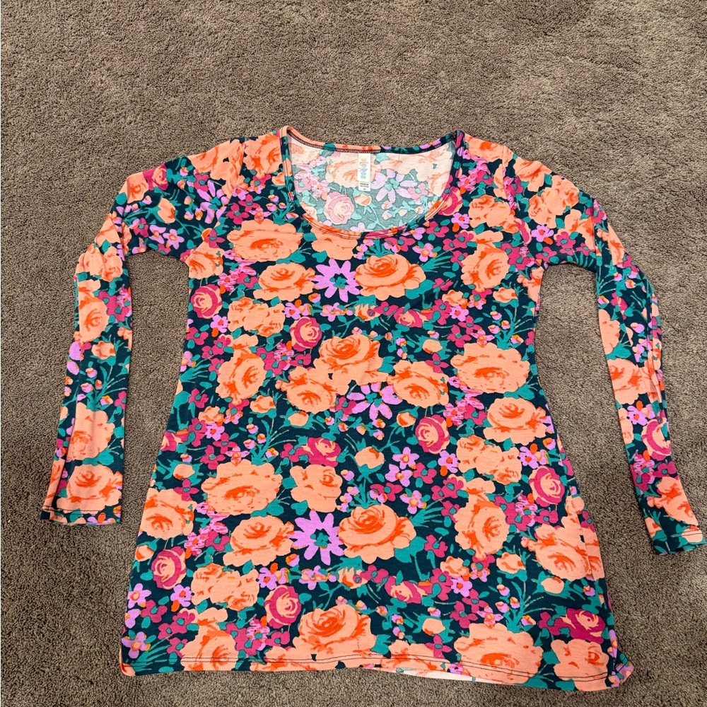 LuLaRoe Blue Long Sleeve Graphic Tunic